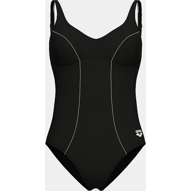 Купальник закрытый для женщин Arena CLIP BACK SWIMSUIT SOLID B черный, белый (для женщин)