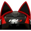 Шлем для мотоцикла интеграл Мото Кото с ушками NITRIN NEKO HNJ M-9412 (Черный-красный)