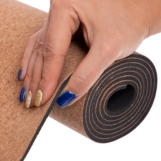 Коврик для йоги Пробковый каучуковый двухслойный Yoga mat RECORD
 FI-7156-5 183x61мx0.4cм с принтом Слон