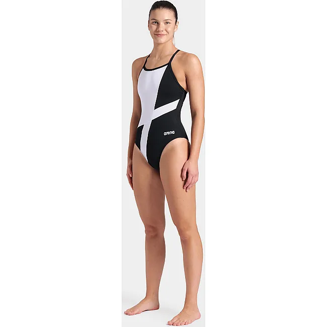 Купальник закрытый для женщин Arena DIAMOND SWIMSUIT LIGHTDROP BAC черный, белый