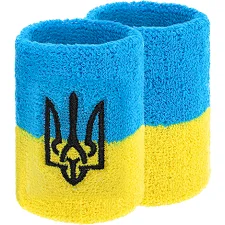 Спортивний напульсник, що вбирає вологу Герб України BC-9280 1шт (Жовтий-блакитний)