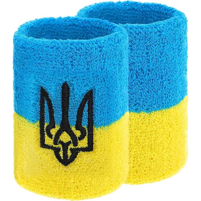 Спортивный напульсник впитывающий влагу Герб Украины BC-9280 1шт (Желтый-голубой)
