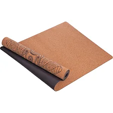 Коврик для йоги Пробковый каучуковый двухслойный Yoga mat RECORD FI-7156-5 183x61мx0.4cм с принтом Слон
