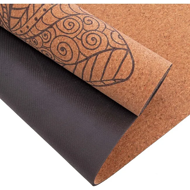 Коврик для йоги Пробковый каучуковый двухслойный Yoga mat RECORD
 FI-7156-5 183x61мx0.4cм с принтом Слон