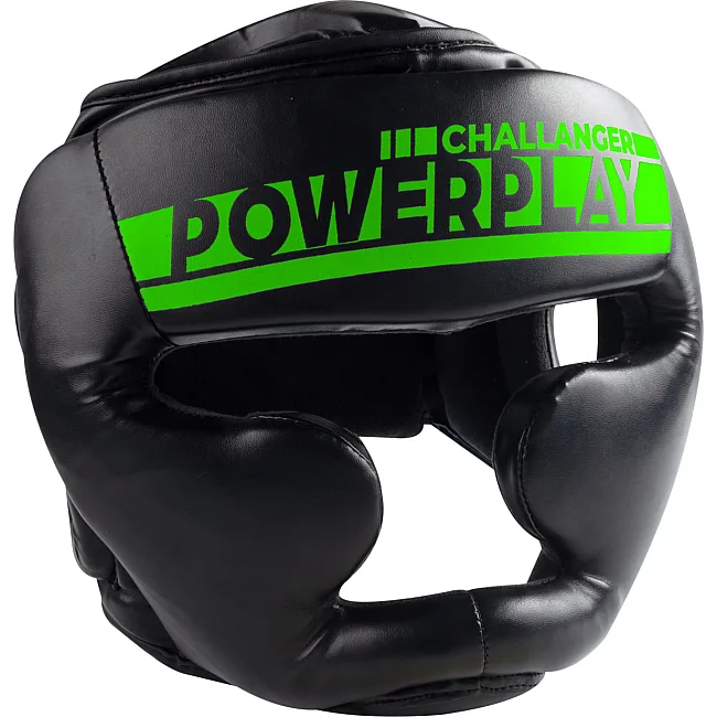 Боксерский шлем тренировочный PowerPlay 3048 Черно-Зеленый