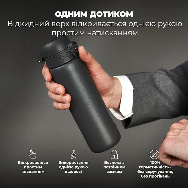 Бутылка для воды металлическая вакуумная ION8 500 мл. Vacuum Insulated, Grey