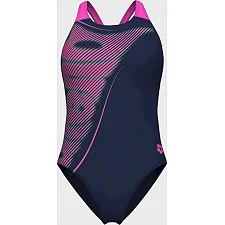 Купальник закрытый для женщин Arena BRIGHT GLARE SWIMSUIT V BACK фиолетовый