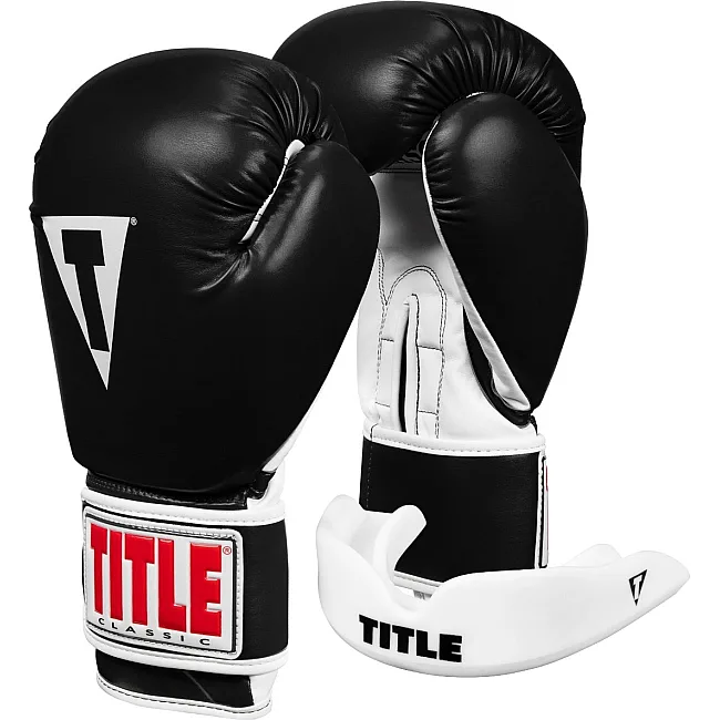 Боксерские перчатки TITLE Classic Pro Style 3.0 Black/White (капа в комплекте)