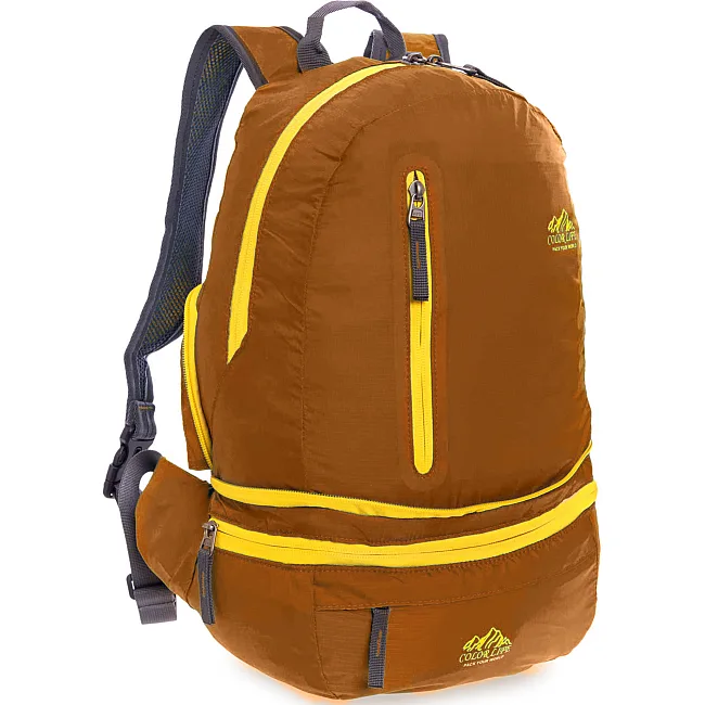 Рюкзак складной портативный 2в1 COLOR LIFE 2163 13л (Коричневый)