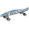 Пенни борд Penny Board круизер пластиковый со светящимися колесами и ручкой для переноски 24
