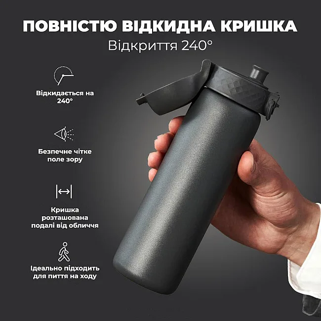 Бутылка для воды металлическая вакуумная ION8 500 мл. Vacuum Insulated, Grey