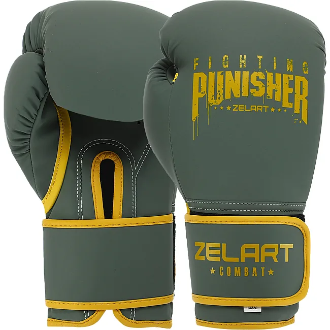 Перчатки для бокса PU ZELART PUNISHER BO-7553 (Оливковый)