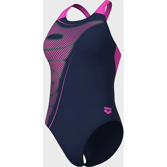 Купальник закрытый для женщин Arena BRIGHT GLARE SWIMSUIT V BACK фиолетовый