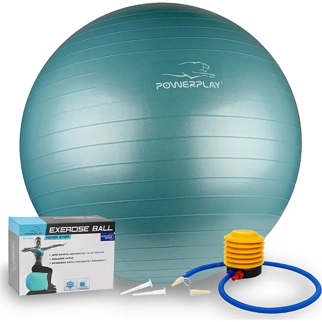 Фитнес мяч (фитбол) POWERPLAY 4001 Ø75см Зеленый + насос