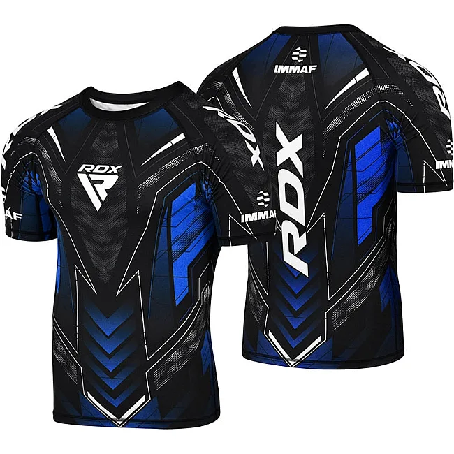 Футболка компрессионная RDX IMMAF Approved Half Sleeves Blue