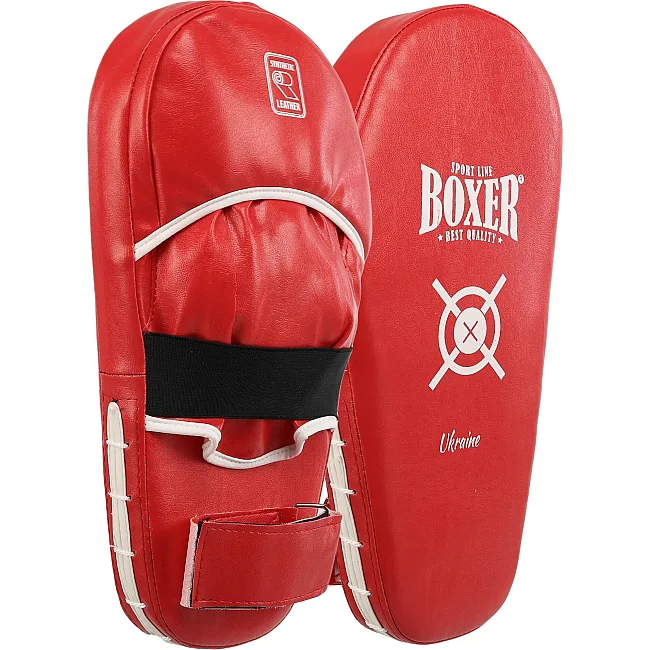 Лапа боксерська пряма подовжена тренувальна BOXER NEW 2009-N (Червоний)