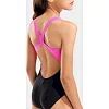 Купальник для девочек Arena LIT LOGO SWIMSUIT V BACK L черный, розовый (для детей)