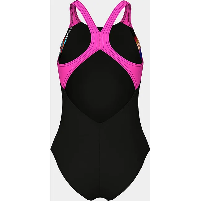 Купальник для девочек Arena LIT LOGO SWIMSUIT V BACK L черный, розовый (для детей)