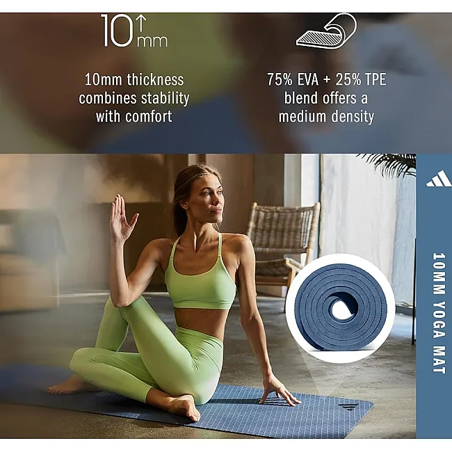 Коврик для йоги ADIDAS Yoga Mat голубой 183 х 61 х 1 см
