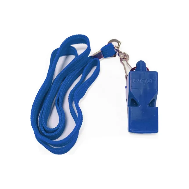 Свисток арбітра пластиковий зі шнурком META Whistle plastic classic with lanyard синій OFSM