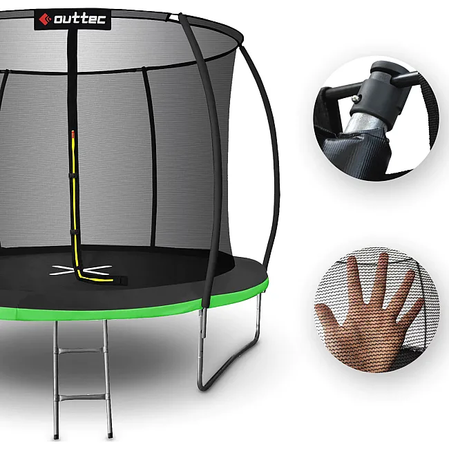 Батут OUTTEC Pumpkin с внутренней сеткой 8 футов 252 см черно-зеленый