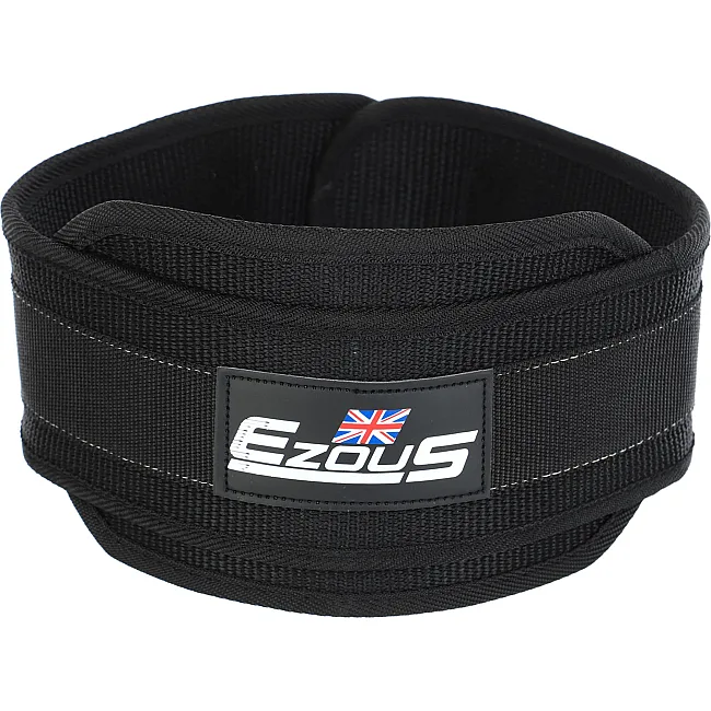 Пояс атлетический для отягощения текстильный с цепью и карабином EZOUS DIP BELT SOFT STRAP N-03 спинка-16см