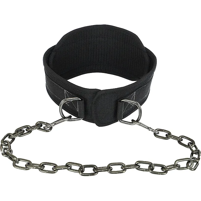 Пояс атлетический для отягощения текстильный с цепью и карабином EZOUS DIP BELT SOFT STRAP N-03 спинка-16см