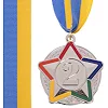 Медаль спортивная с лентой цветная STAR C-3177 ø5см (Бронзовый)