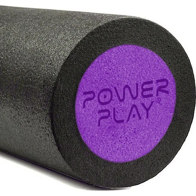 Массажный ролик (роллер) гладкий PowerPlay 4021 Fitness Roller Черно-фиолетовый (30x15см.)