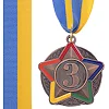 Медаль спортивная с лентой цветная STAR C-3177 ø5см (Бронзовый)