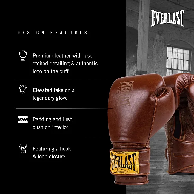 Боксерские перчатки Everlast 1910 CLASSIC TRAINING GLOVE коричневый 14 унций