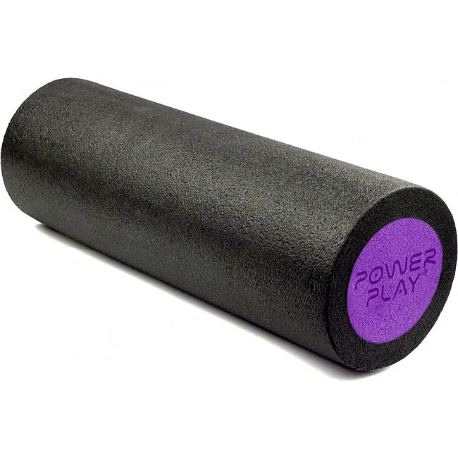 Массажный ролик (роллер) гладкий PowerPlay 4021 Fitness Roller Черно-фиолетовый (30x15см.)