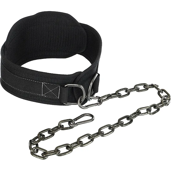 Пояс атлетический для отягощения текстильный с цепью и карабином EZOUS DIP BELT SOFT STRAP N-03 спинка-16см