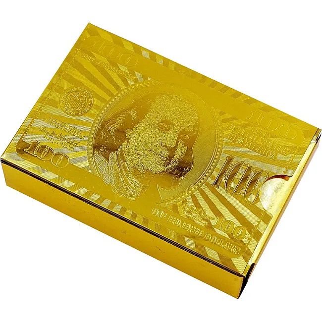 Игральные карты
 пластиковые золотые SP-SPORT
 GOLD 100 DOLLAR IG-4566-G 54 карты