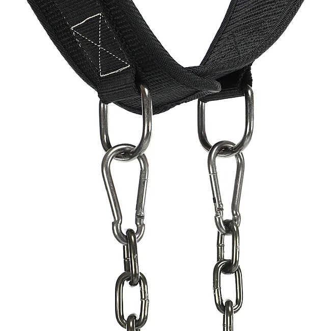 Пояс атлетический для отягощения текстильный с цепью и карабином EZOUS DIP BELT SOFT STRAP N-03 спинка-16см