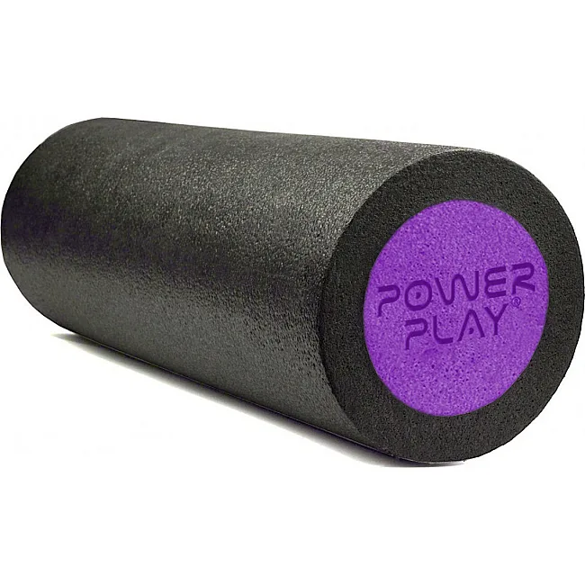 Массажный ролик (роллер) гладкий PowerPlay 4021 Fitness Roller Черно-фиолетовый (30x15см.)