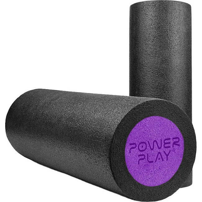 Массажный ролик (роллер) гладкий PowerPlay 4021 Fitness Roller Черно-фиолетовый (30x15см.)