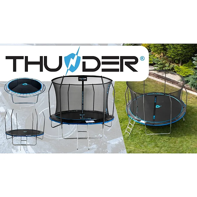 Батут THUNDER INSIDE ELITE з внутрішньою сіткою 8 футів 255 см чорно-блакитний