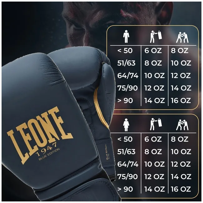 Боксерские перчатки Leone GN059B Blue Edition (капу в комплекте)