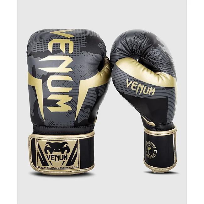 Боксерские перчатки VENUM Elite Dark Camo Gold