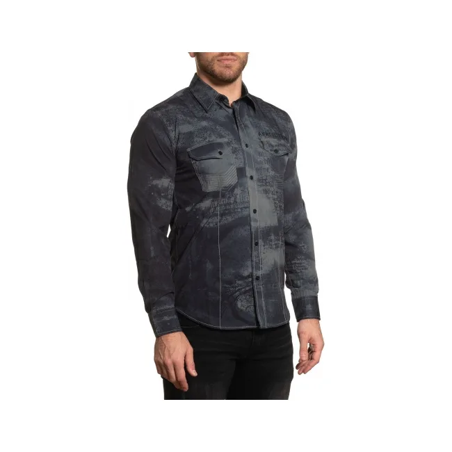 Сорочка Affliction Traction LS Woven Dusty Olive