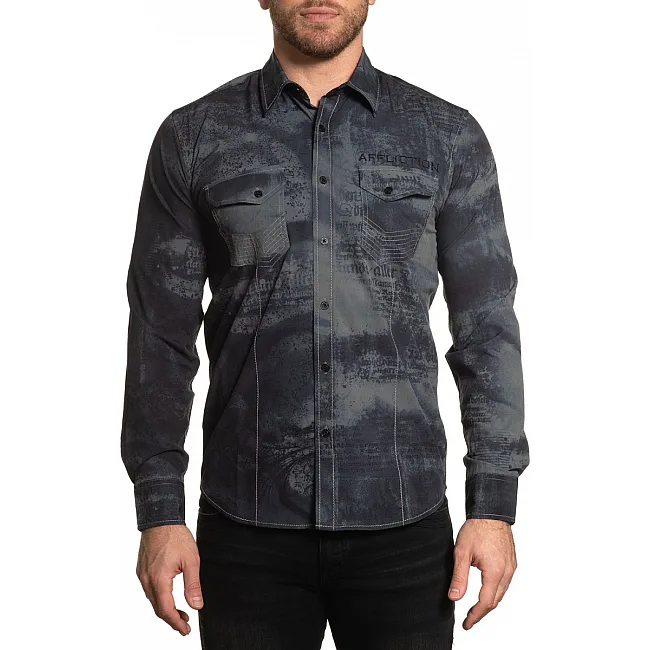 Сорочка Affliction Traction LS Woven Dusty Olive