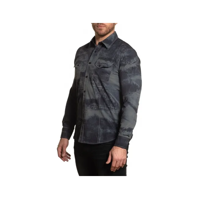Сорочка Affliction Traction LS Woven Dusty Olive