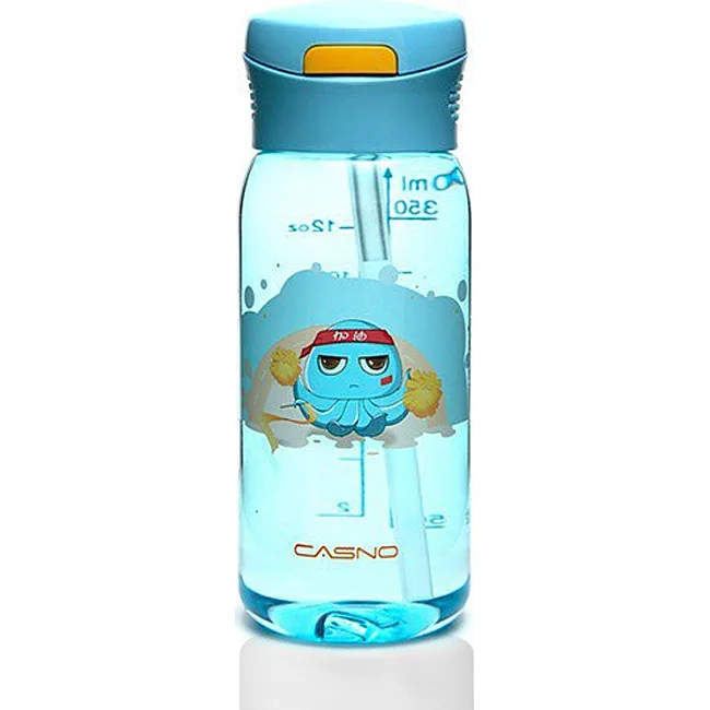 Спортивная бутылка CASNO 400 мл KXN-1195 Синяя (осьминог) с соломинкой