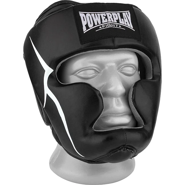 Тренировочный шлем для бокса POWERPLAY 3066 PU+Amara Черный