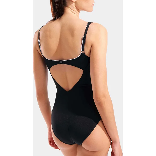 Купальник закрытый для женщин Arena CLIP BACK SWIMSUIT SOLID B черный, белый (для женщин)