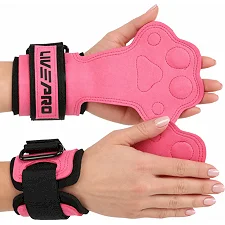 Накладки для підтягування та тяги WEIGHT LIFTING WRIST WRAPS LiveUp LP8757 2шт (Рожево-чорний)