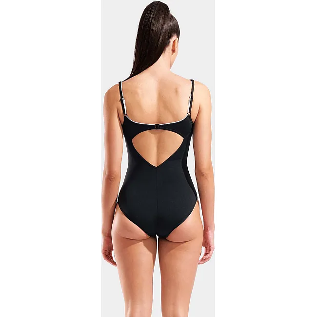 Купальник закрытый для женщин Arena CLIP BACK SWIMSUIT SOLID B черный, белый (для женщин)