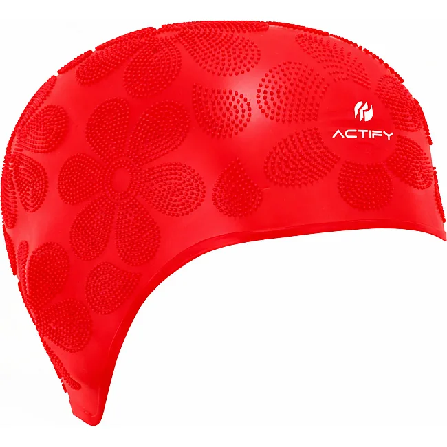 Шапочка для басейну силіконова на довге волосся SP-SPORT ACTIFY FLOWER PL-0785 (Червоний)