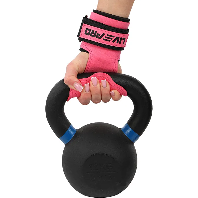 Накладки для підтягування та тяги WEIGHT LIFTING WRIST WRAPS LiveUp LP8757 2шт (Рожево-чорний)